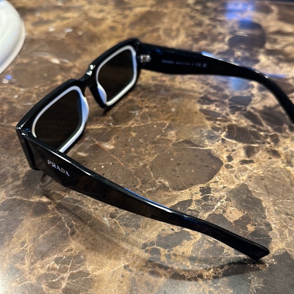 AUTHENTIC 💯 Prada symbole sunglasses Men or unisex black with white trim - Picture 14 of 17